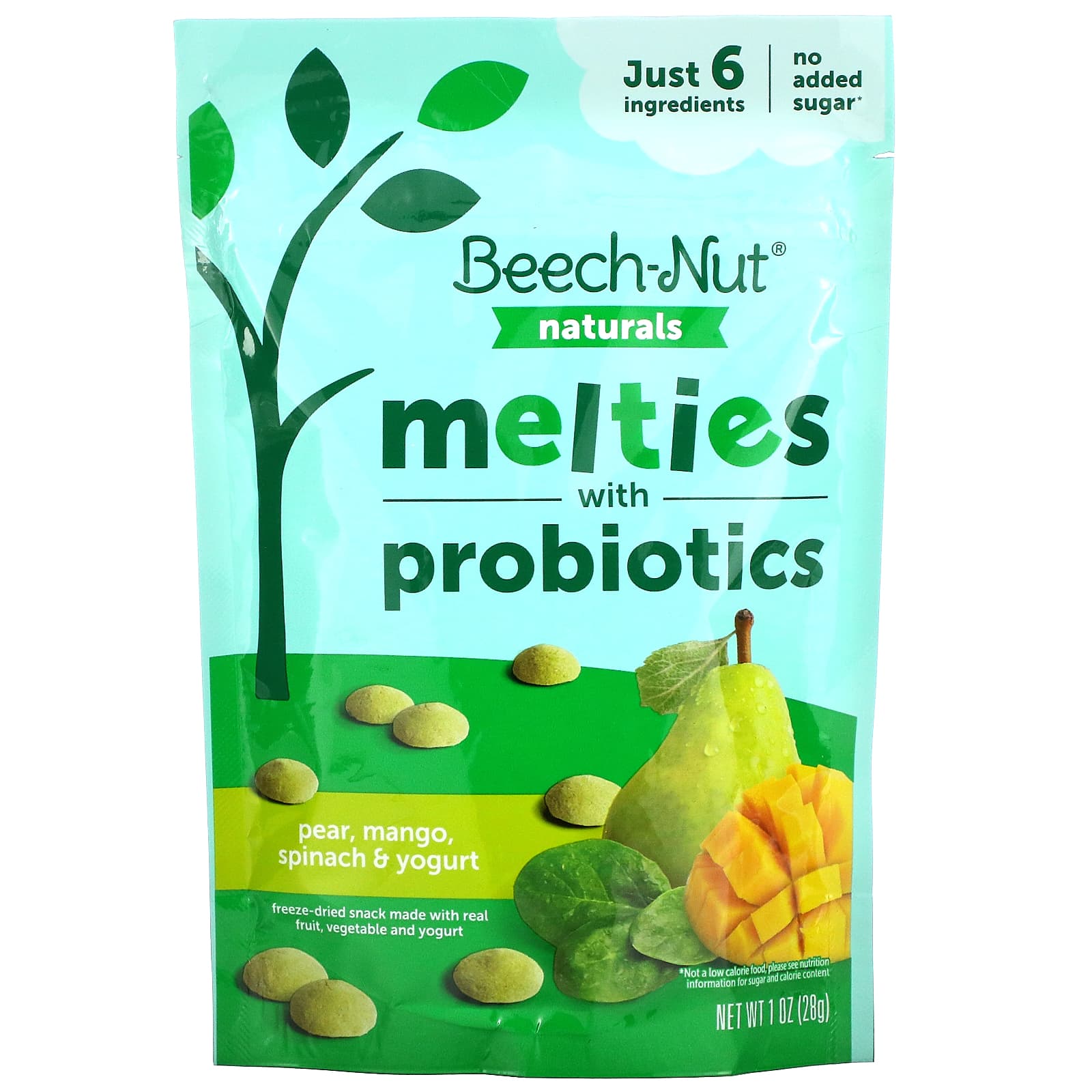 Расплав Beech-Nut с пробиотиками, груша / манго / шпинат / йогурт, 28 г напиток кисломолочный имунеле for kids груша барбарис 1 5% 100 г