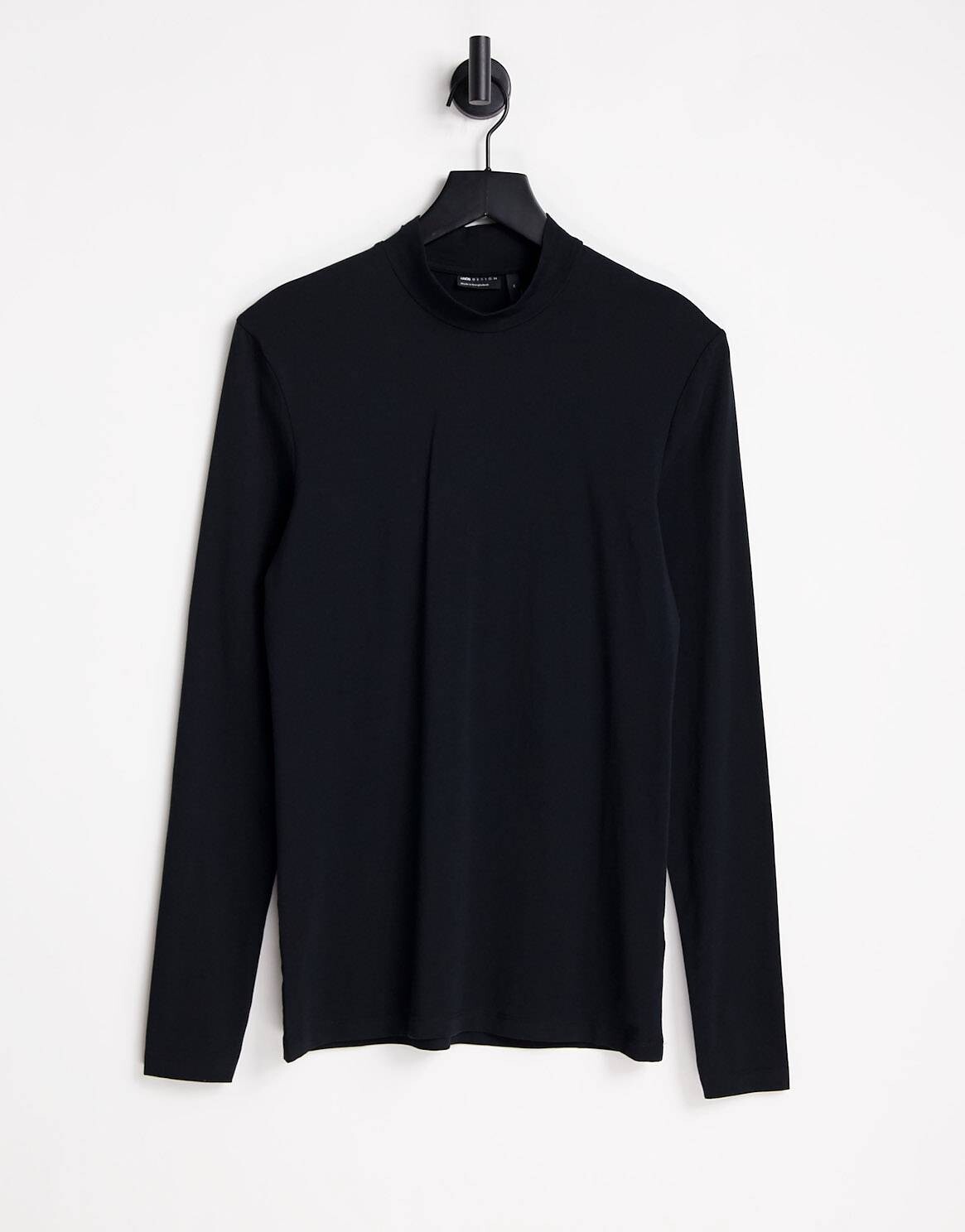 

Черная водолазка из джерси с длинными рукавами ASOS DESIGN, Черный
