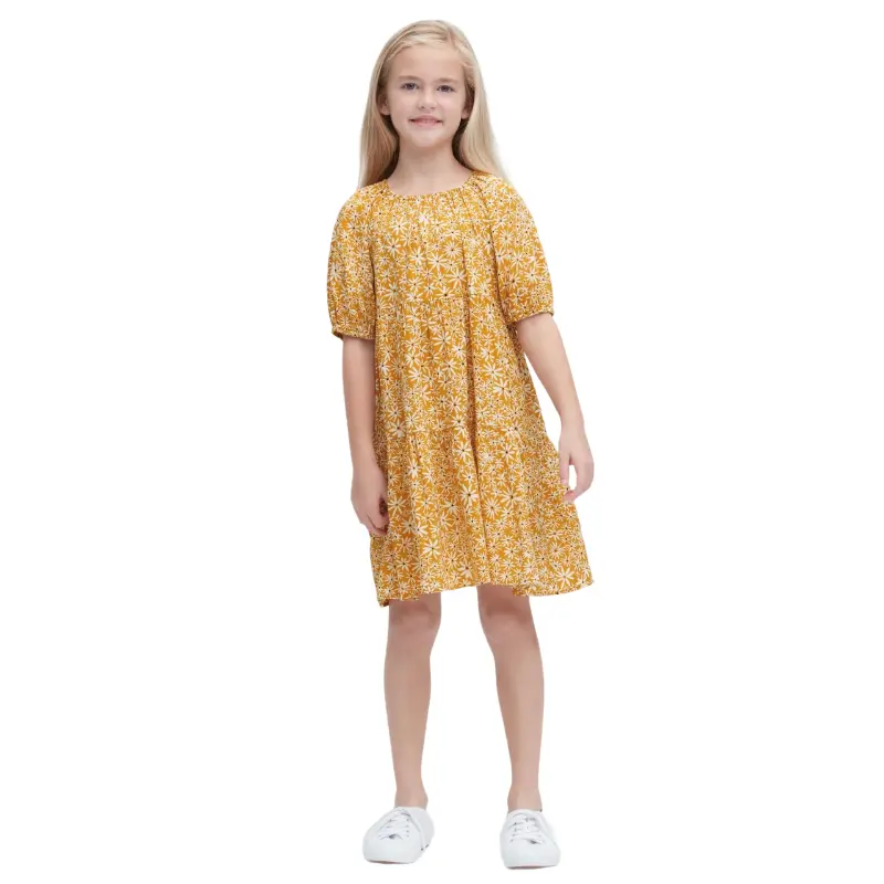 

Платье Uniqlo Girls Viscose Flower Printed Short Sleeved, желтый