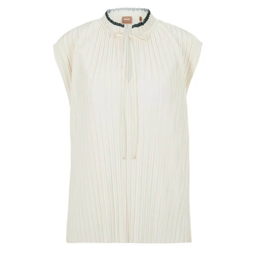 

Блуза Boss Plisse Jersey Tie Neckline, белый