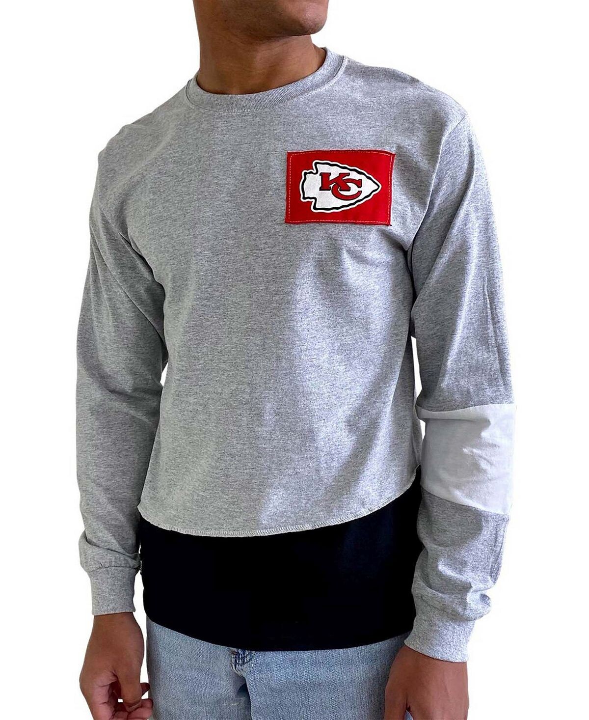 

Мужская серая футболка с длинным рукавом kansas city chiefs angle Refried Apparel, серый