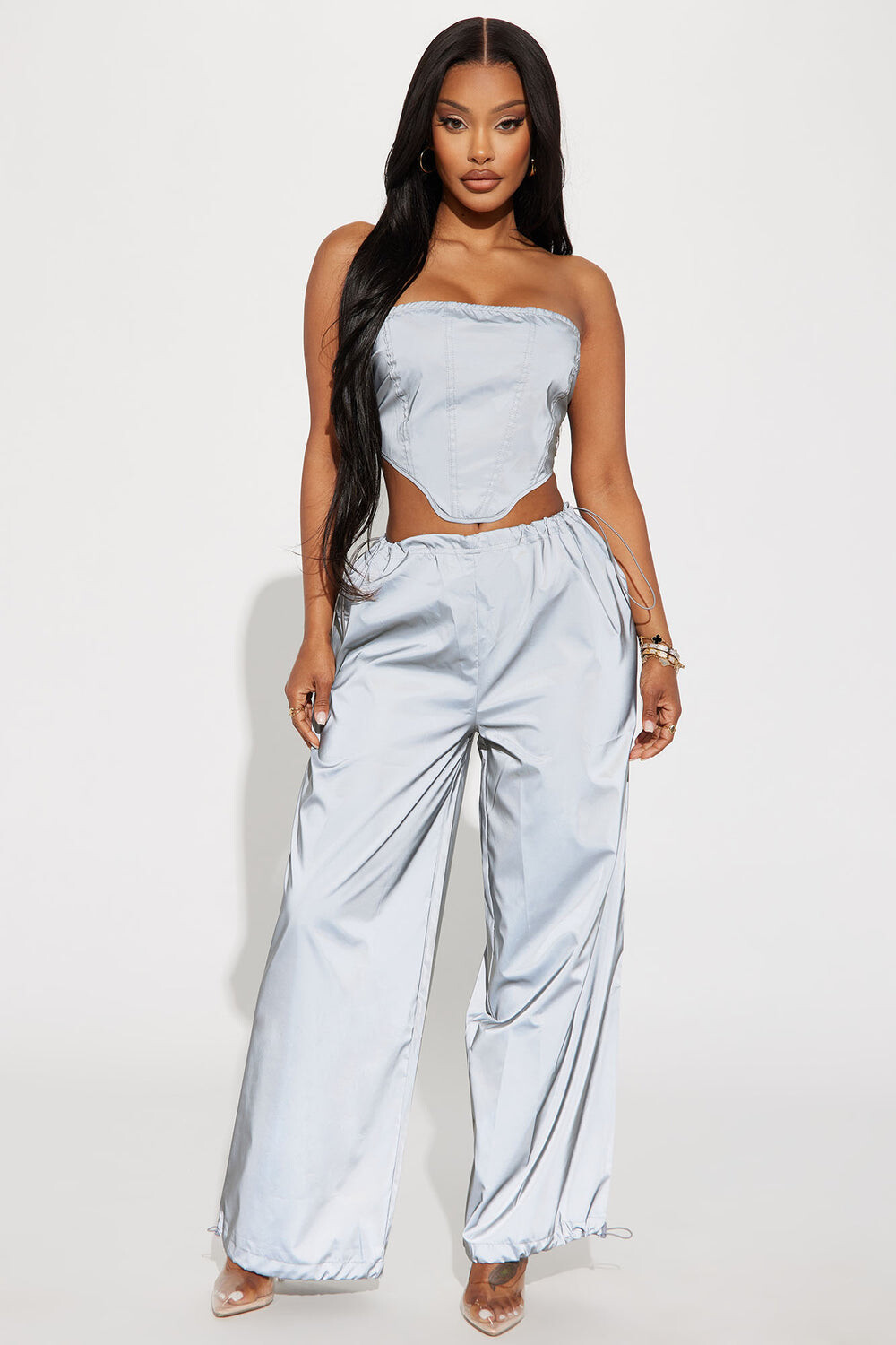 

Джоггеры Fashion Nova TP30044C, серебряный, Серый