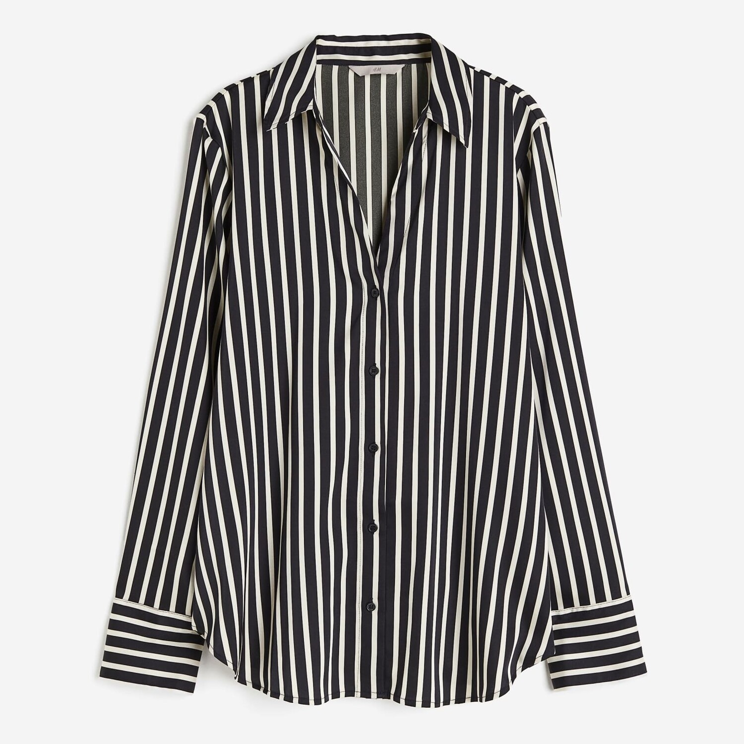 

Блузка H&M V-neck Striped, черный/белый