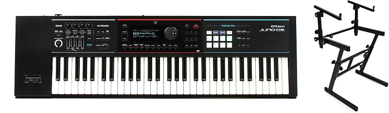 

Roland JUNO-DS61 61-клавишный синтезатор в комплекте со сценической подставкой для клавиатуры On Stage KS7365-EJ Folding-Z со вторым ярусом Roland + On-Stage JUNO-DS61=1 KS7365EJ=1