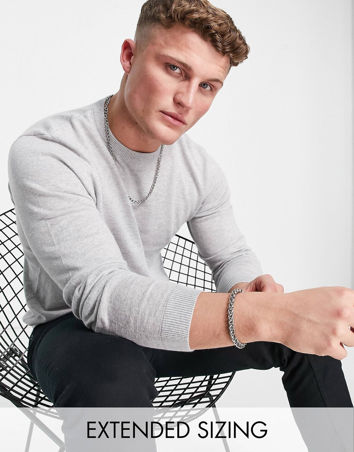 

Светло-серый меланжевый трикотажный джемпер ASOS DESIGN