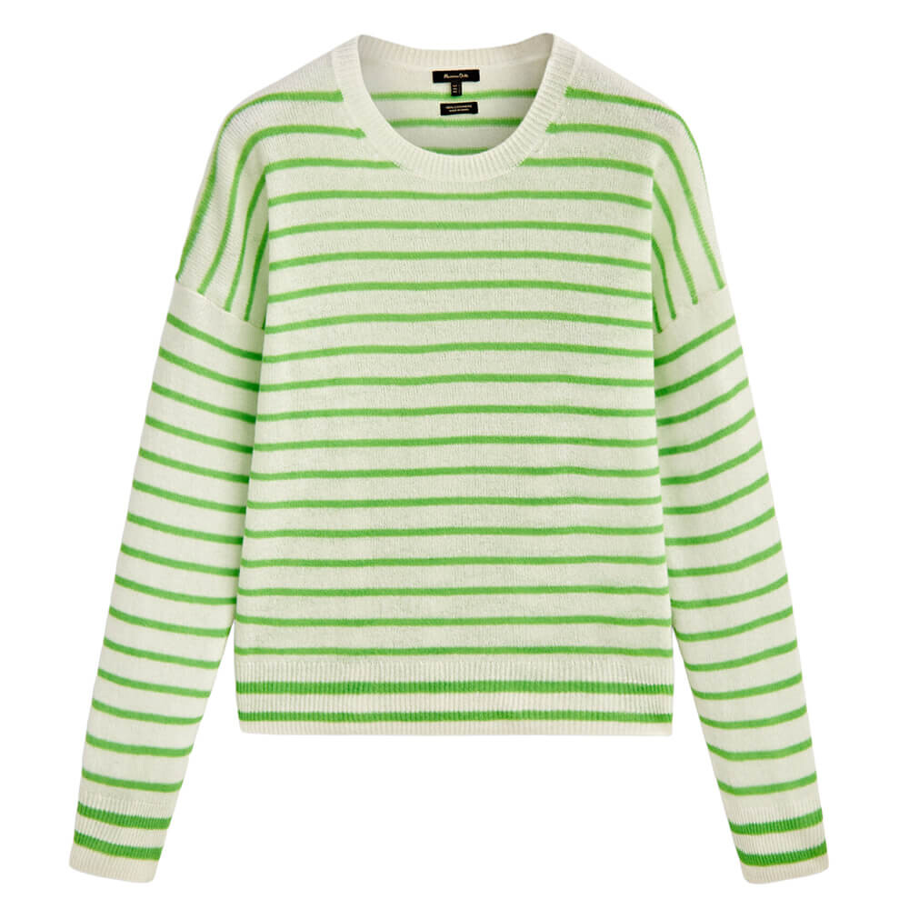 

Джемпер Massimo Dutti Cashmere Striped Crew Neck, зеленый/белый
