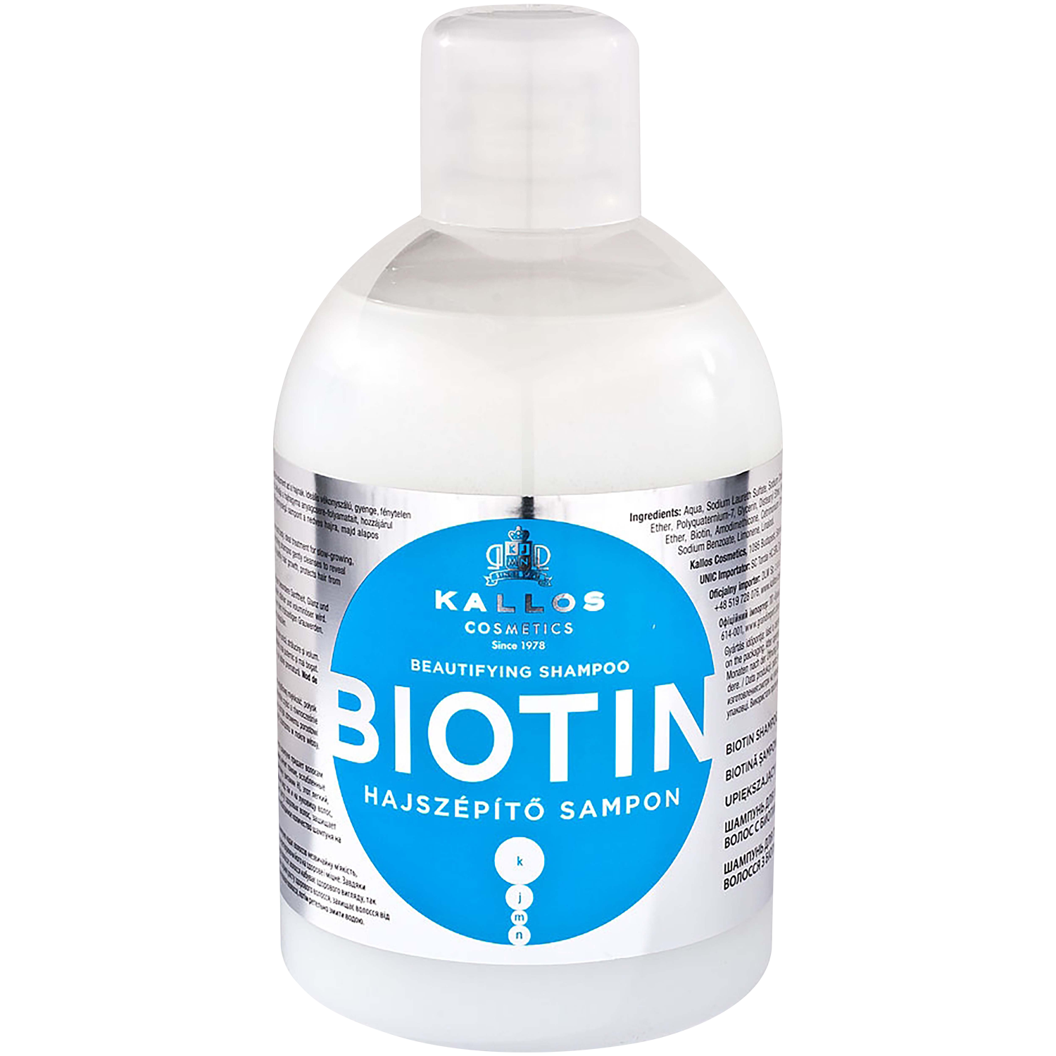 Kallos Biotin укрепляющий шампунь для волос, 1000 мл