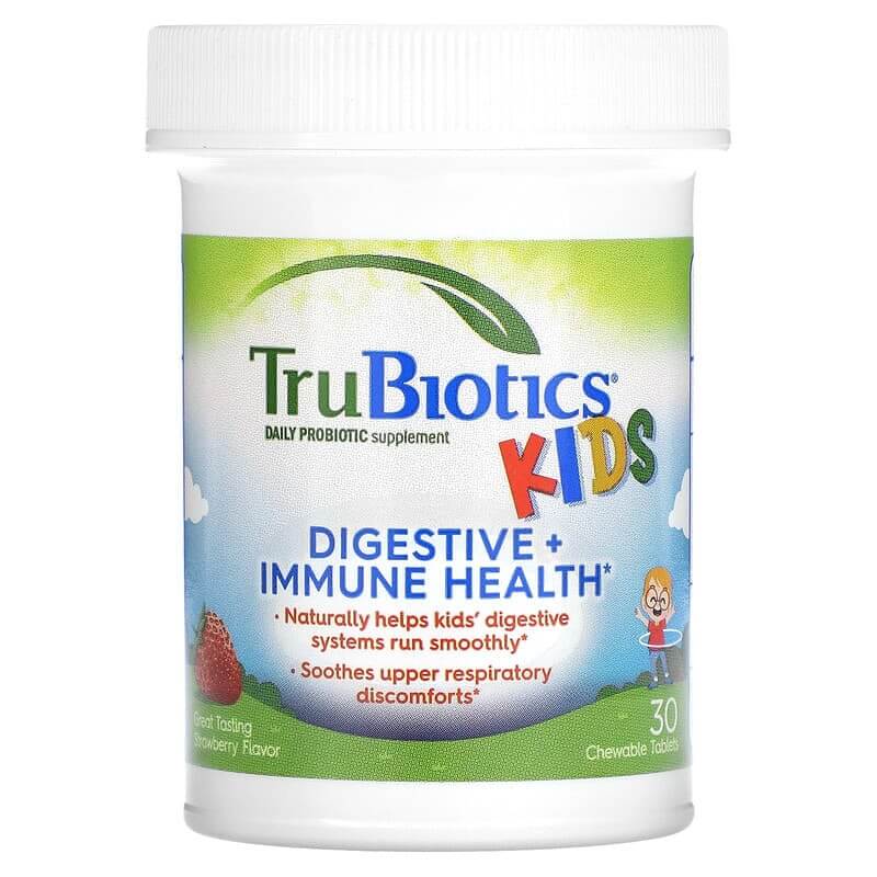 Пищевая добавка TruBiotics Kids для здоровья пищеварительной системы и иммунитета, 30 жевательных таблеток trubiotics здоровье пищеварительной системы и иммунитета 45 вегетарианских капсул