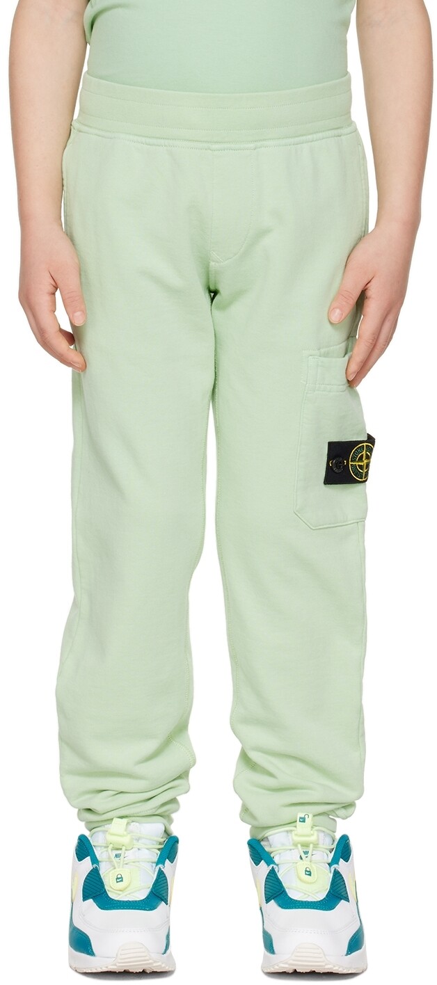 

Детские зеленые брюки для отдыха, окрашенные в готовом виде Stone Island Junior