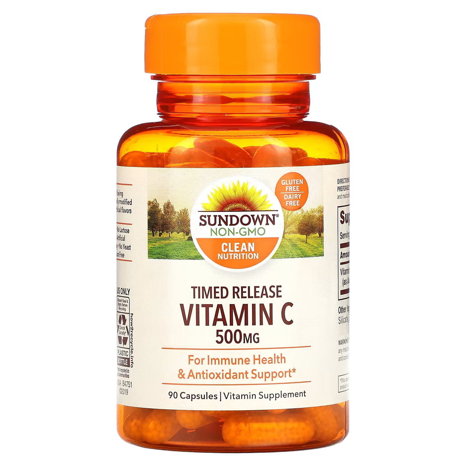 

Sundown Naturals, Витамин C, замедленное высвобождение, 500 мг, 90 капсул