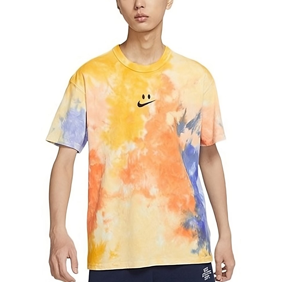 Футболка Nike Sportswear Tie-Dye Smiling Face Printing, оранжевый/мультиколор