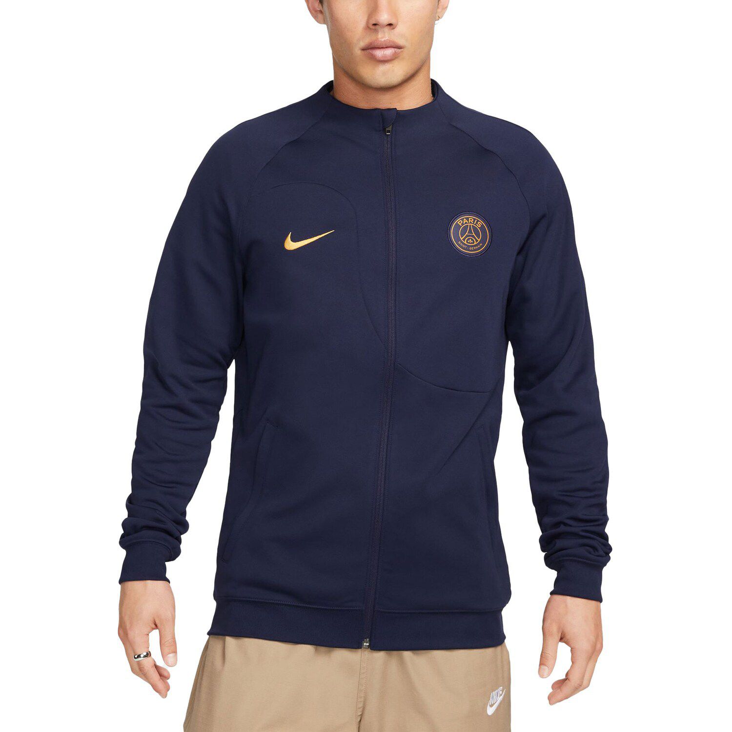Мужская темно-синяя куртка с молнией во всю длину Paris Saint-Germain 2023/24 Academy Pro Anthem Nike