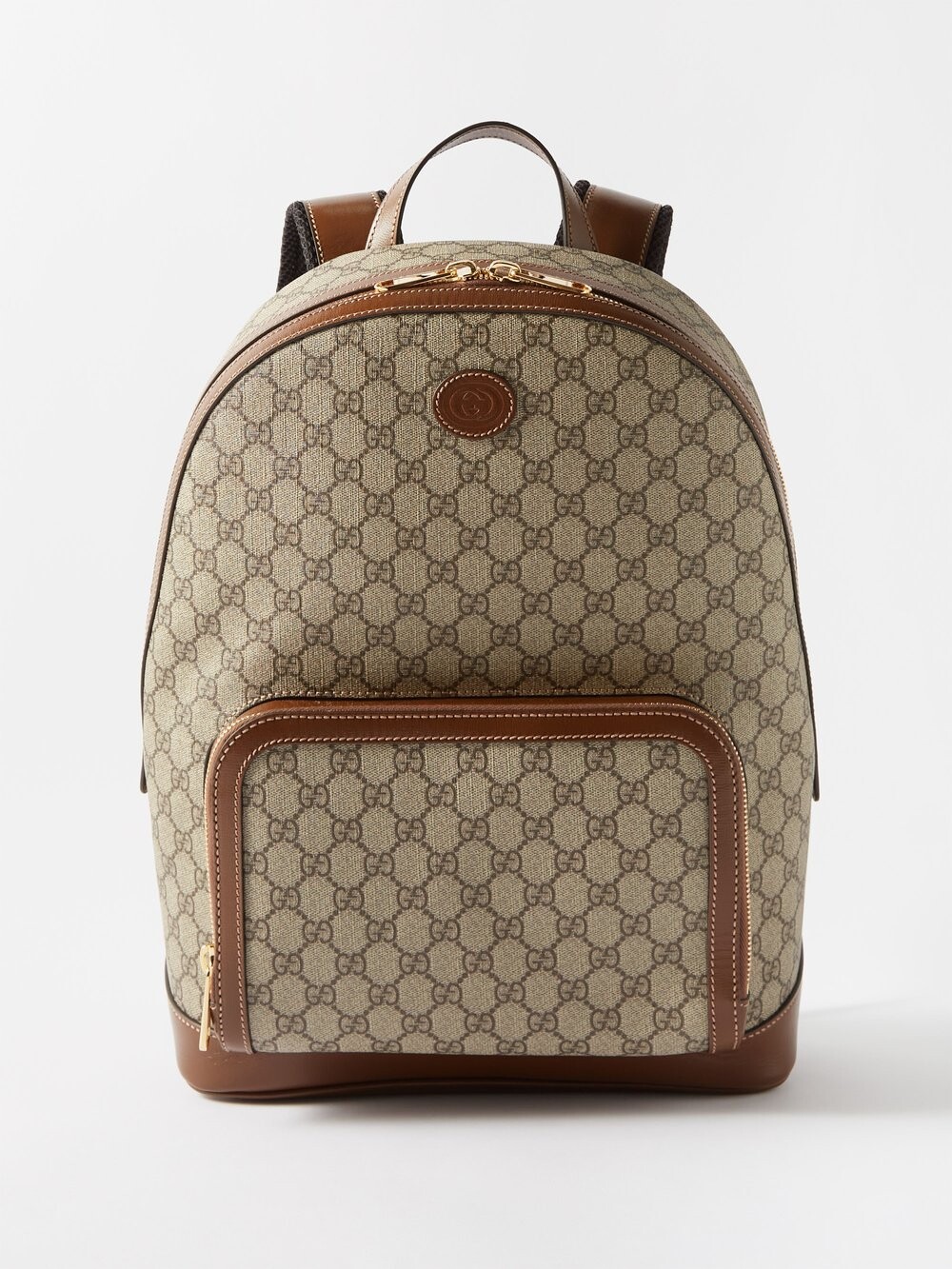 

Парусиновый рюкзак gg supreme с кожаной отделкой Gucci, бежевый