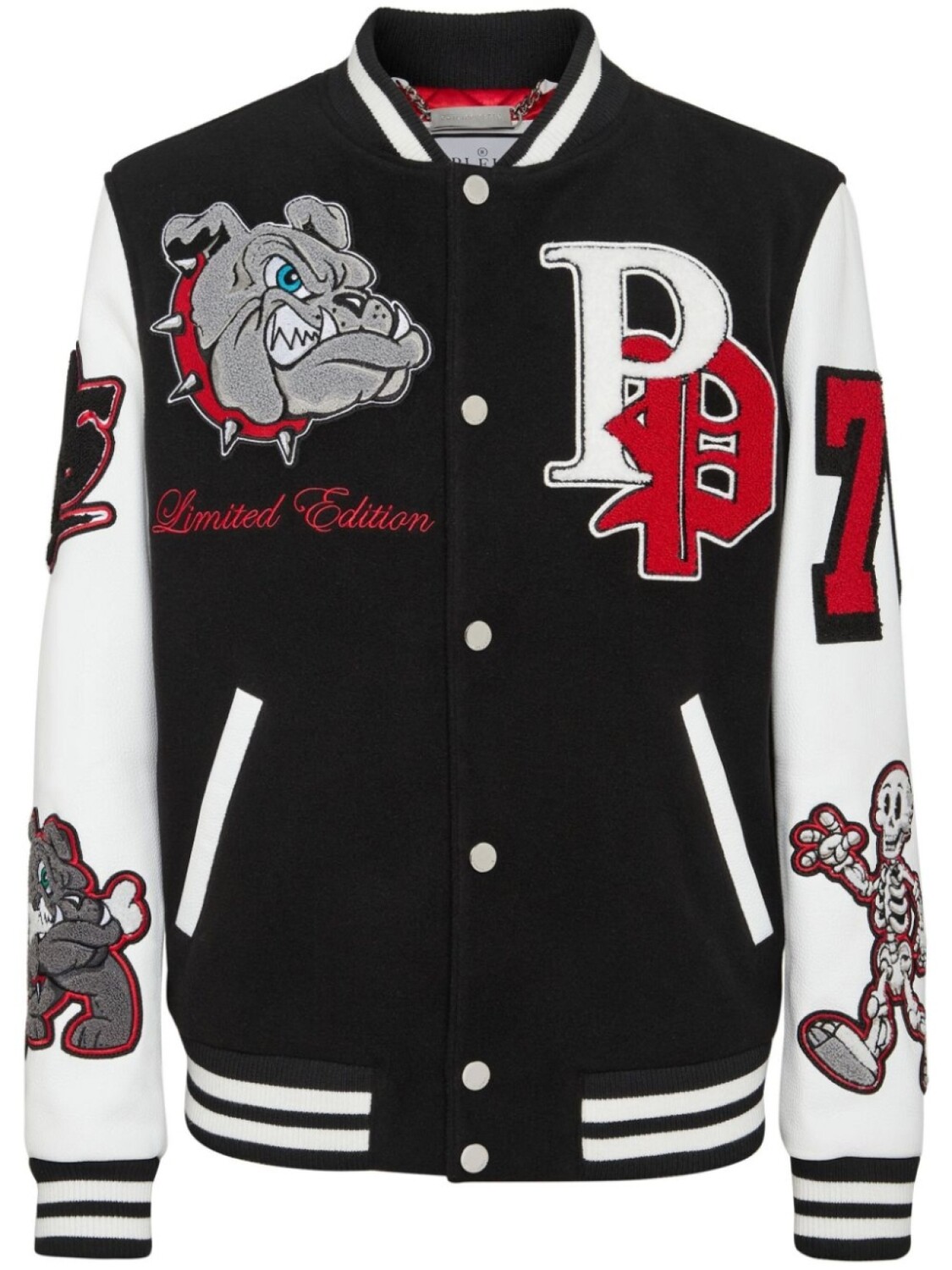 

Philipp Plein бомбер с нашивками Bulldogs, черный