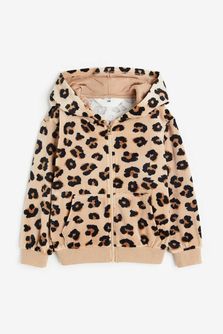 

Плюшевый топ с капюшоном и молнией H&M, бежевый