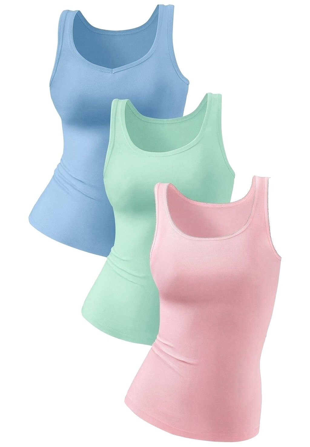

Майка/рубашка 3 PACK LASCANA, цвет blau rosé mint