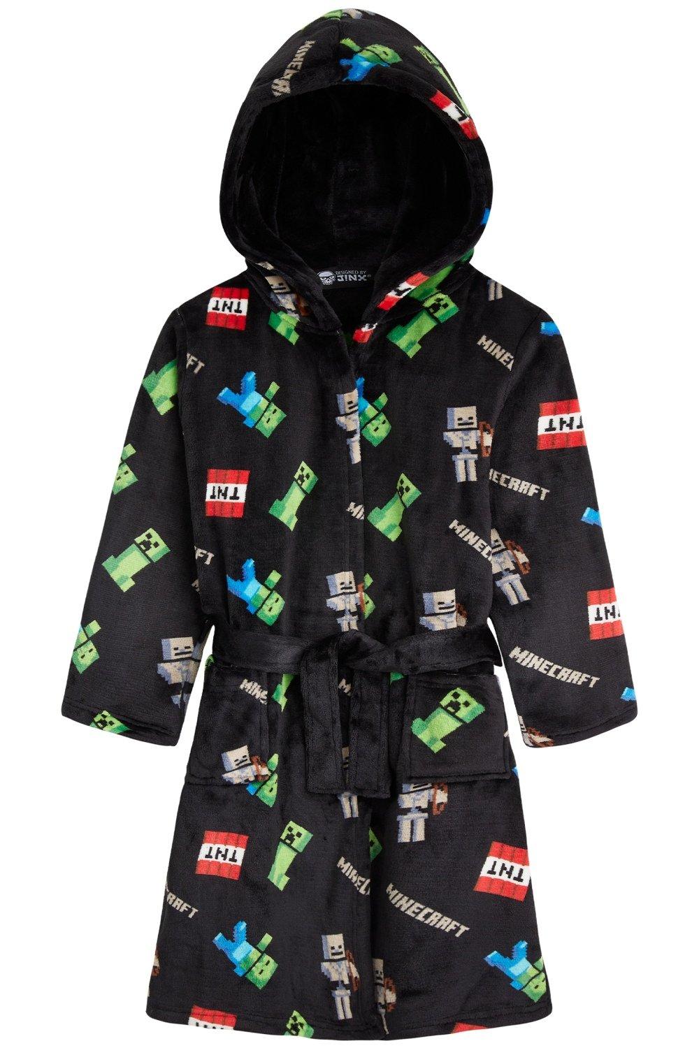 Пышный халат с капюшоном Minecraft, черный