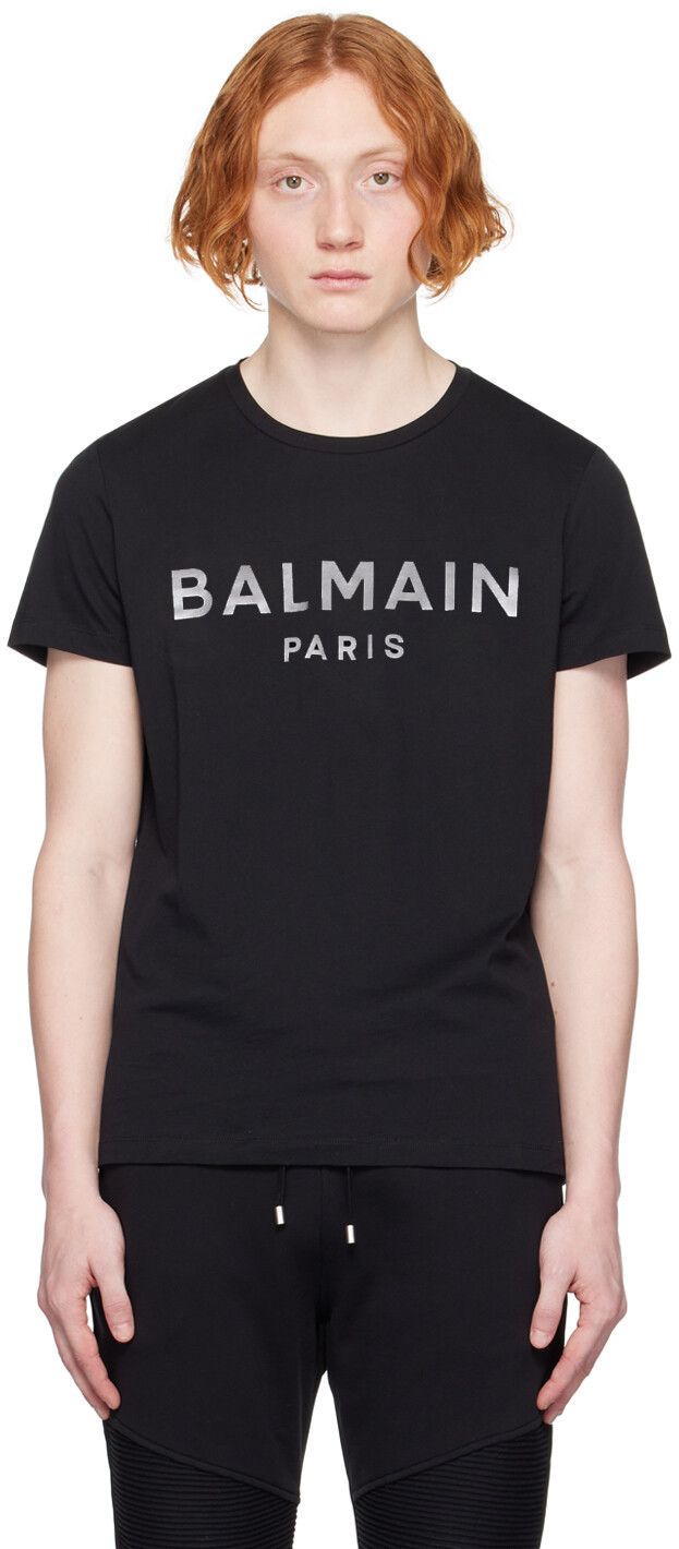 

Черная футболка с принтом Balmain, Черный