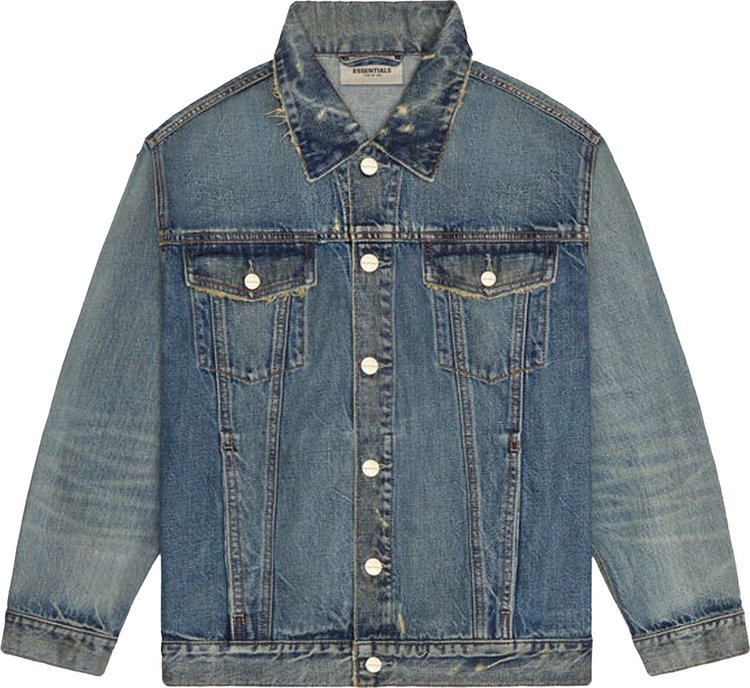 Куртка Fear of God Essentials Denim Trucker Jacket 'Dark Indigo', синий - фото