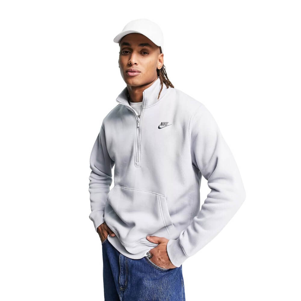 

Свитшот Nike Club Half Zip, серый