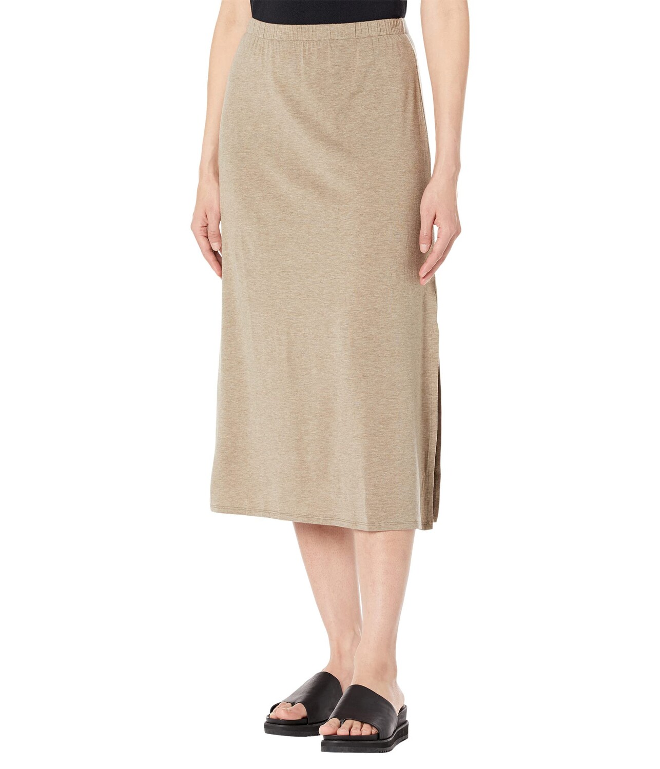 

Юбка Eileen Fisher, Full-Length Flared Skirt with Side Slits in Melange Tencel Jersey
