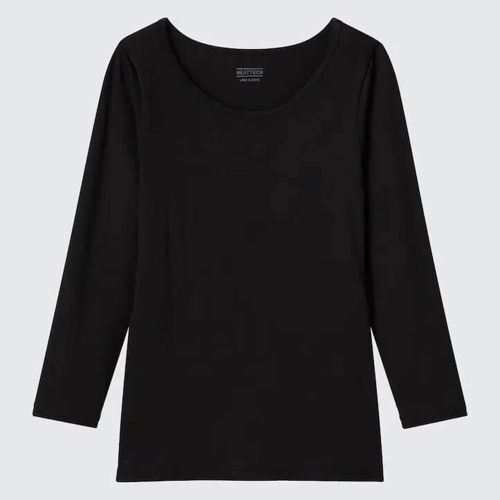 

Футболка детская Uniqlo Heattech Scoop Neck Long Sleeved Thermal, черный