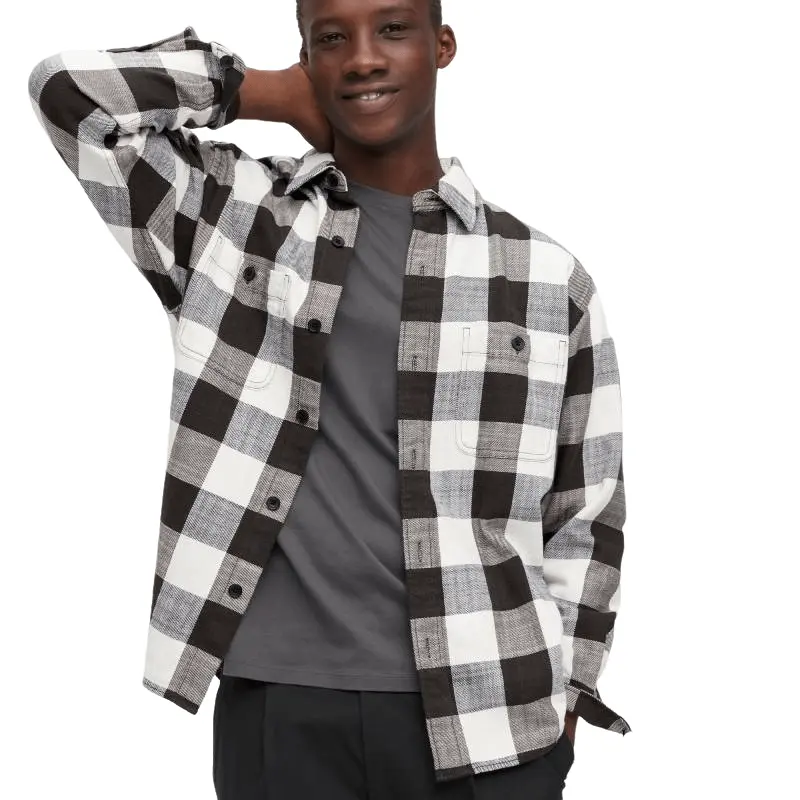 

Рубашка Uniqlo Slub Cotton Checked, белый