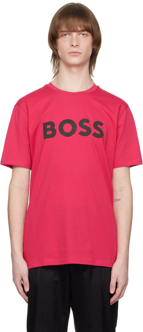 

Розовая футболка с принтом BOSS