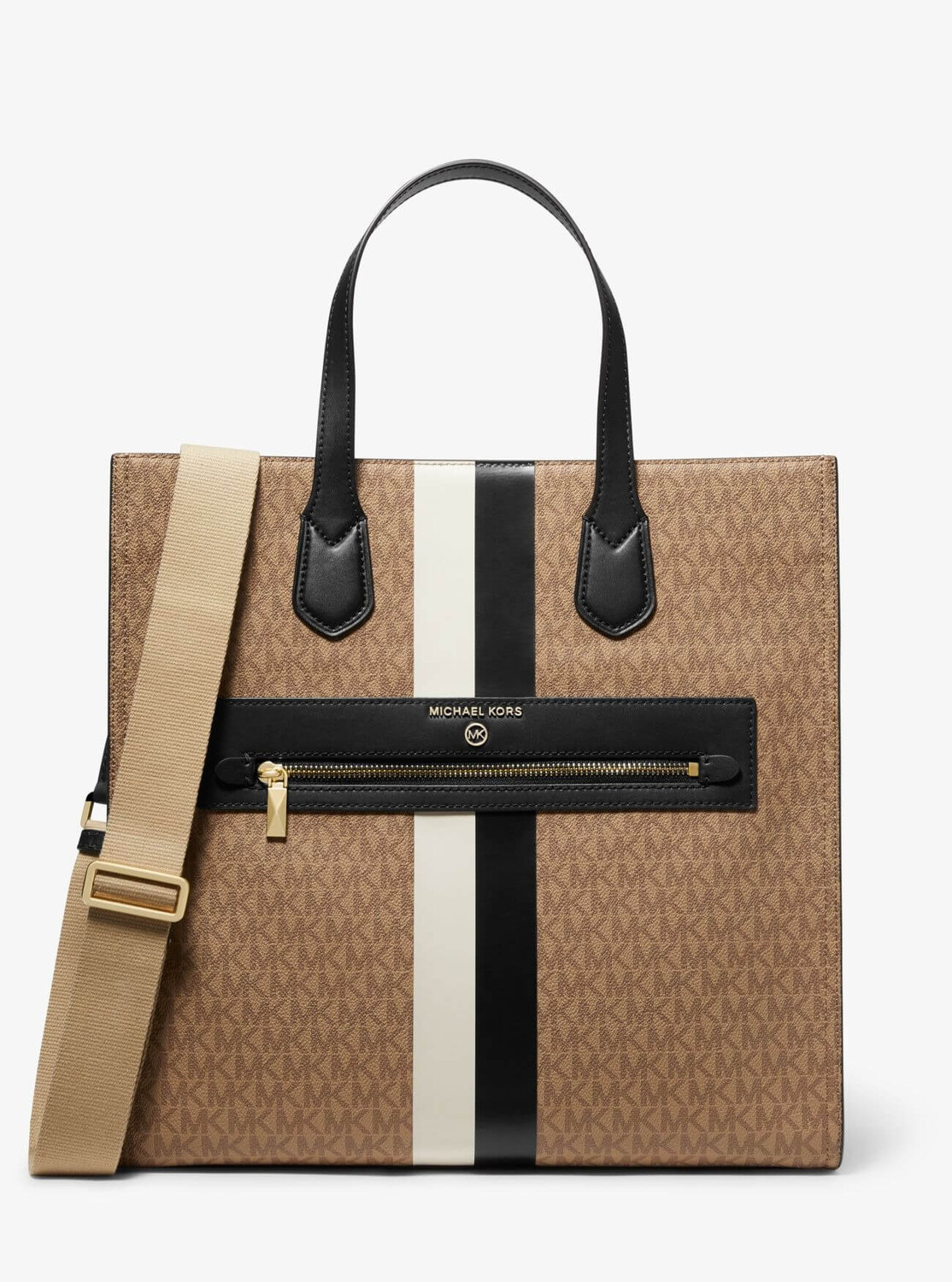 

Сумка-тоут Michael Michael Kors Kempner Large Logo Stripe, коричневый