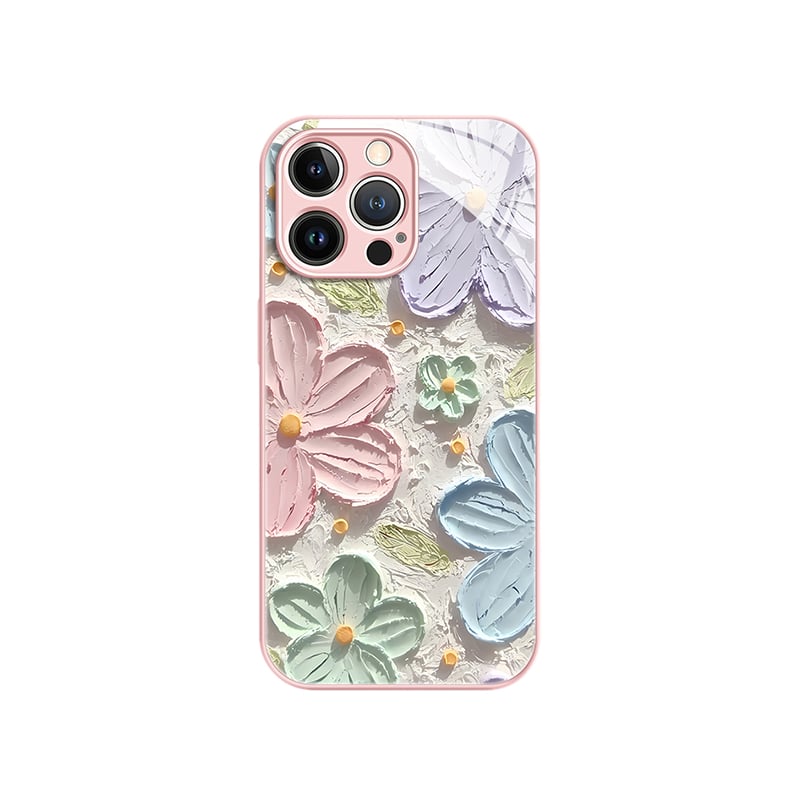 

Чехол для телефона Taowantong Tao Wantong, Glass case - metallic silver - colored flowers