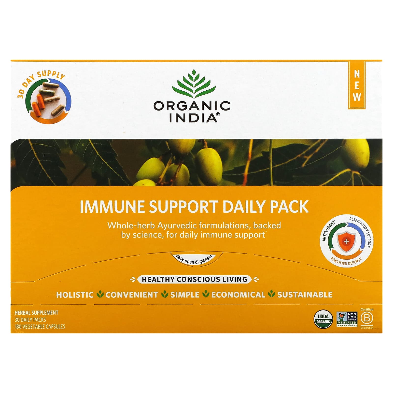 цена Пищевая Добавка Organic India для поддержки иммунитета, 30 ежедневных пакетиков