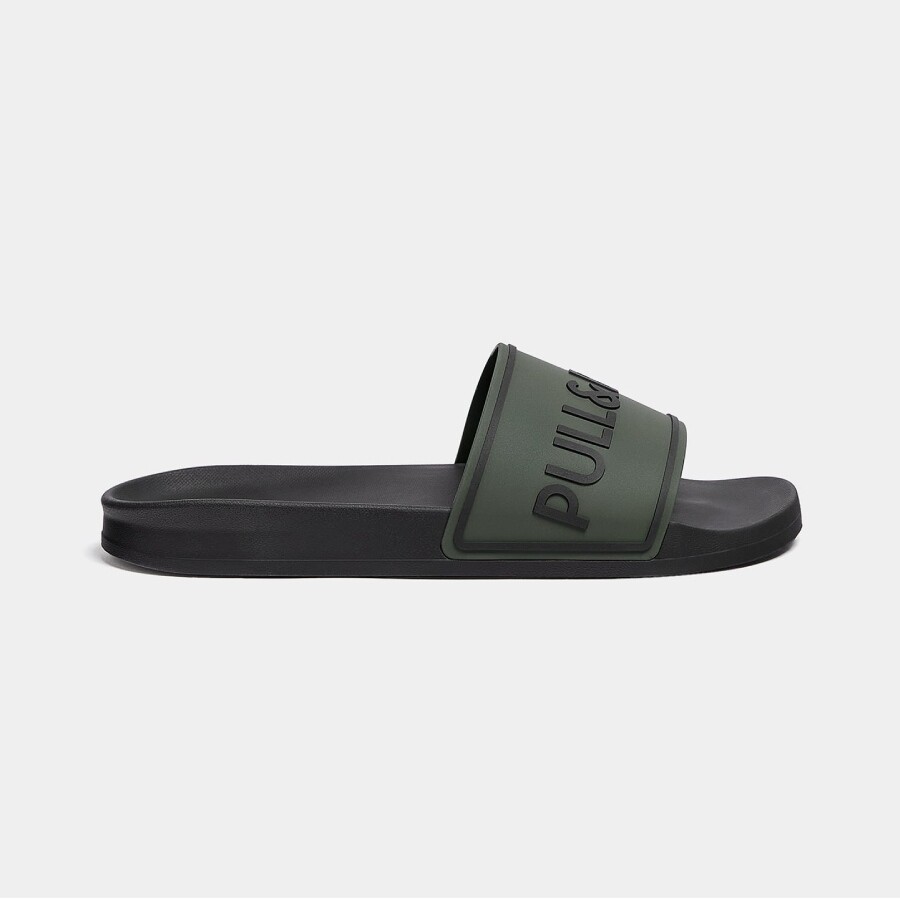 

Сандалии Pull&Bear Rubberised, черный/зеленый