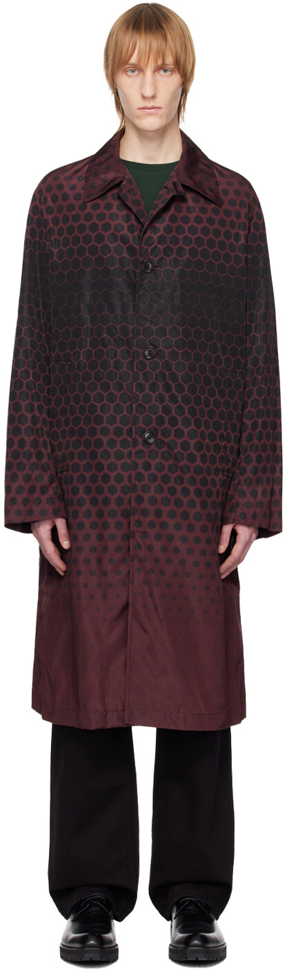 

Бордовое пальто с графичным принтом Dries Van Noten, Красный