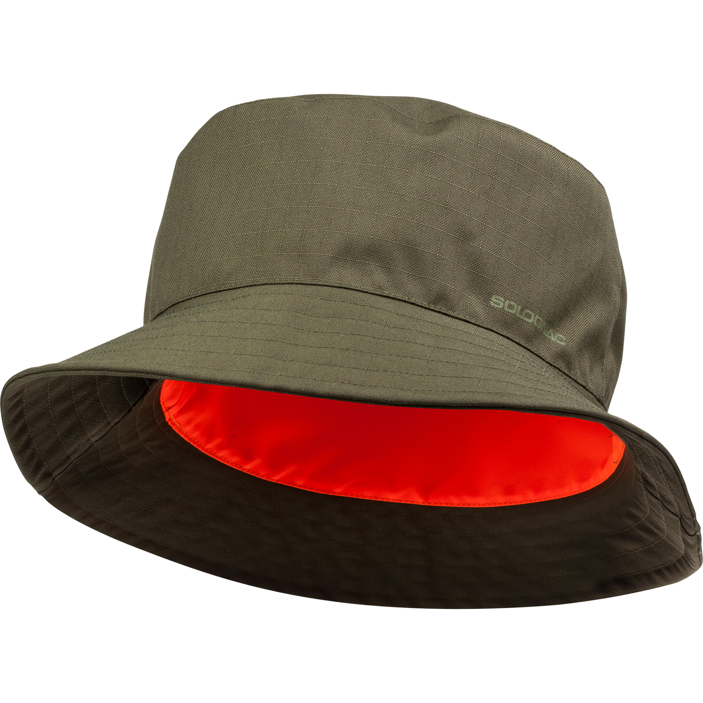 Охотничья шапка водонепроницаемая оранжево-зеленая SOLOGNAC, темный хаки