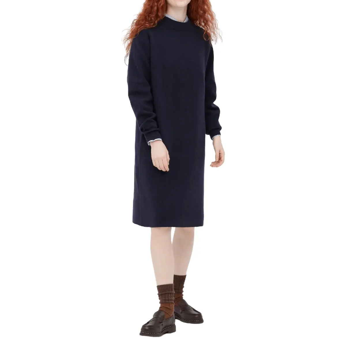 

Платье с длинным рукавом Uniqlo, темно-синий