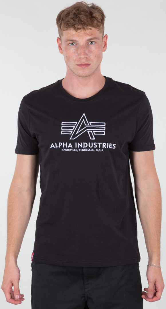 Футболка Alpha Industries Basic Embroidery, черно-белая