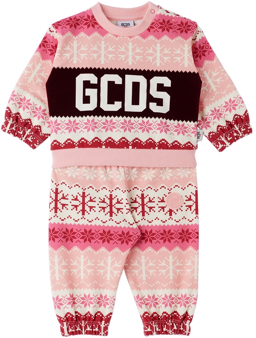 

Комплект спортивного костюма с логотипом Baby Pink Snowflake GCDS Kids