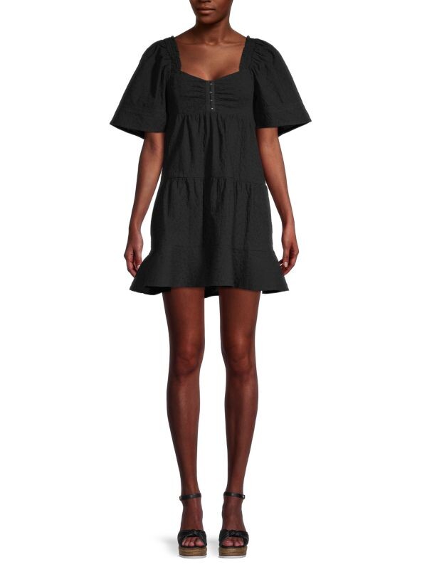 

Ярусное мини-платье с вышивкой Betsey Johnson Black