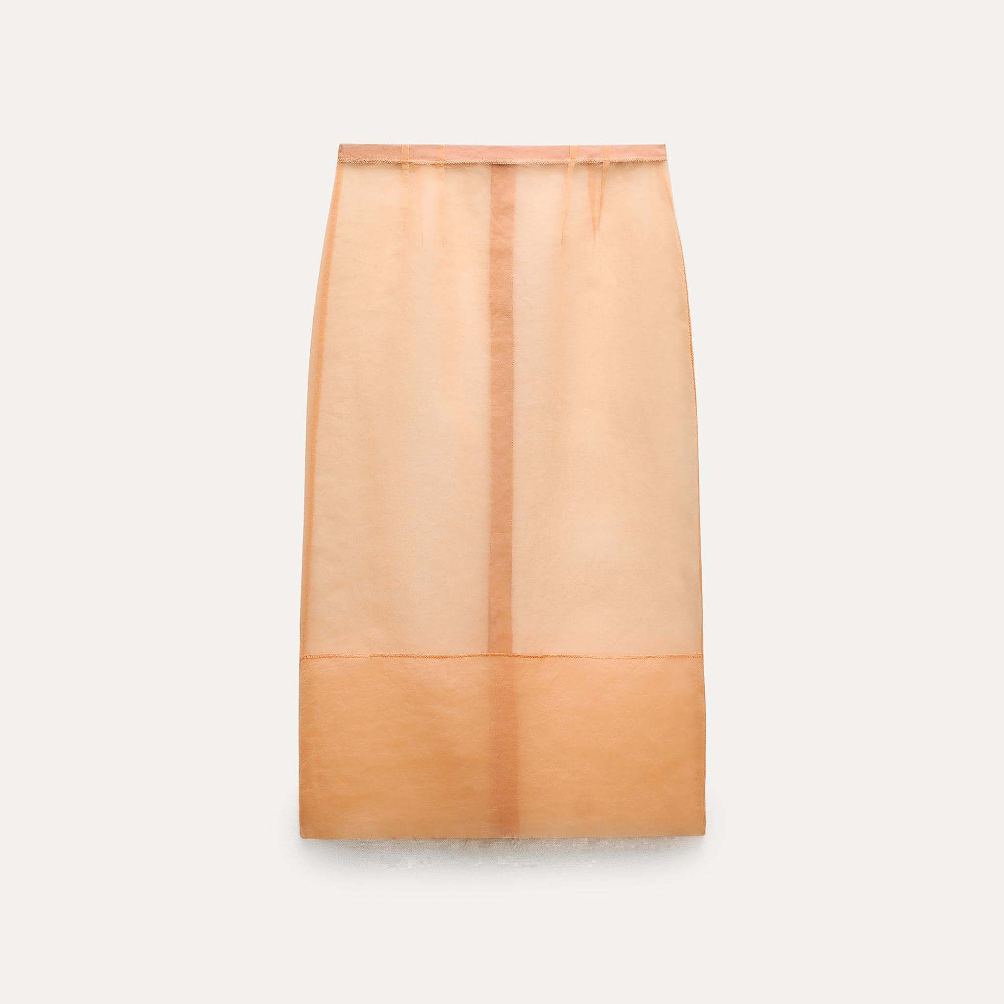 Юбка миди Zara ZW Collection Organza, оранжевый юбка миди разрез размер 25 синий