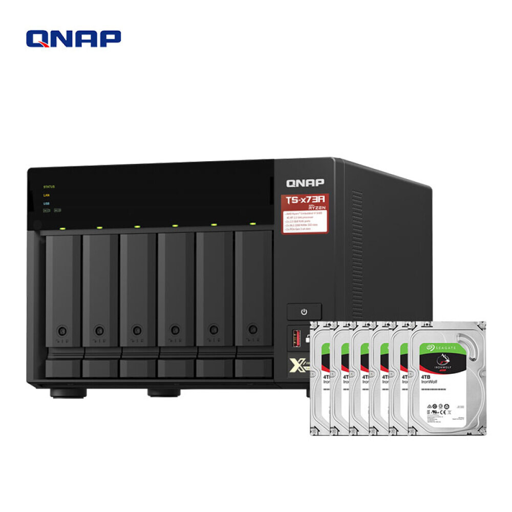 

Сетевое хранилище QNAP TS-673A-8G 6-дисковое с 6 Seagate IronWolf 4Тб