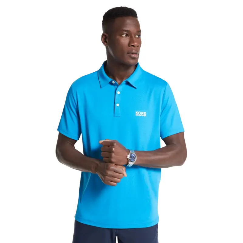 

Футболка поло Michael Kors Golf Logo Stretch Jersey, голубой, Синий