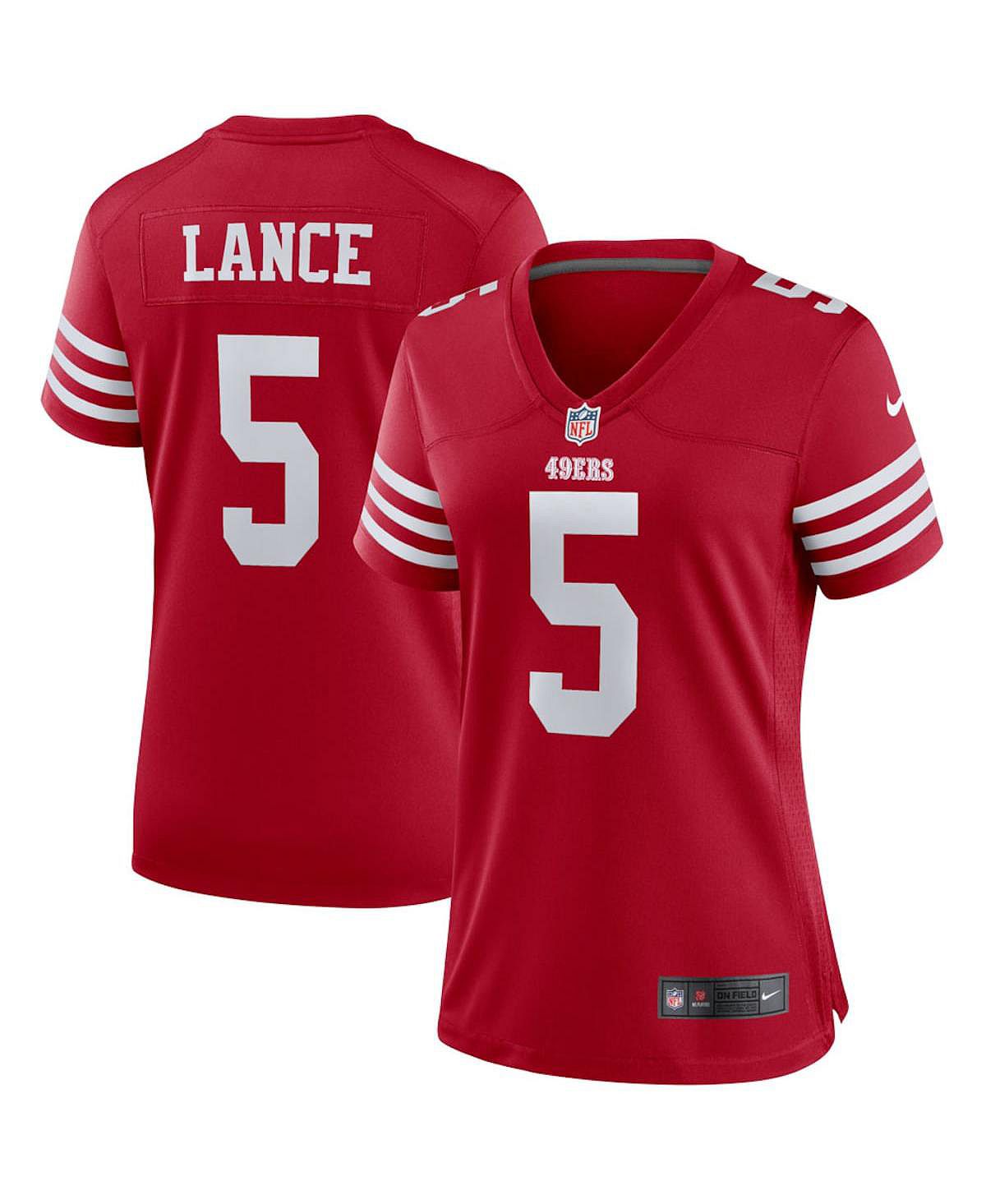 Женское джерси trey lance scarlet san francisco 49ers team player Nike мужская черная футболка с неоновым рисунком san francisco 49ers pro standard