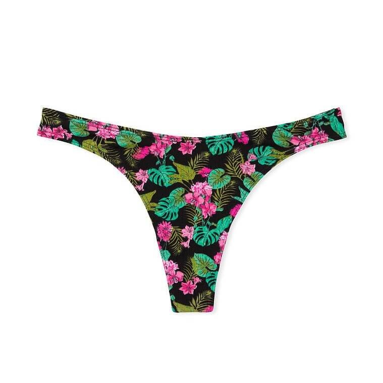

Трусики-стринги Victoria's Secret Stretch Cotton, черный/зеленый