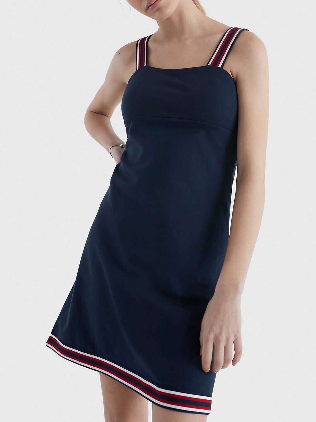 

Платье Tommy Hilfiger Stripe-Trim Mini, темно-синий