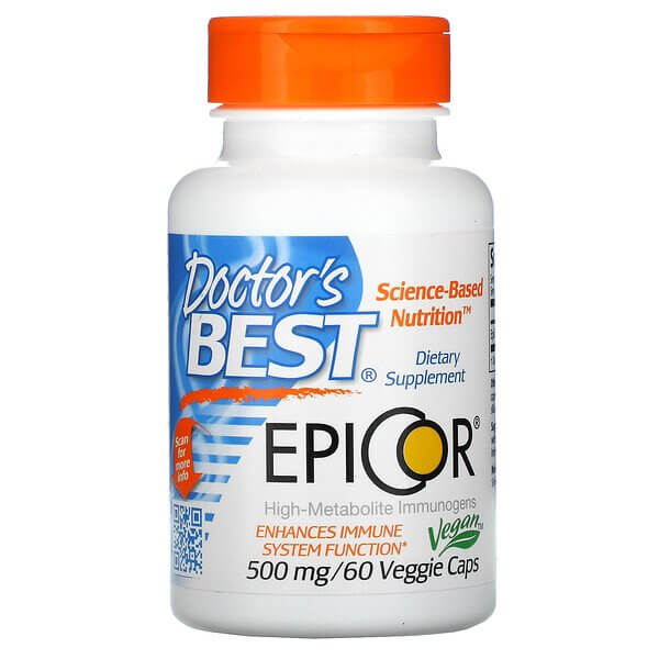 Epicor, Doctor's Best, 500 мг, 60 растительных капсул ультра кордицепс doctor s best 750 мг 60 растительных капсул