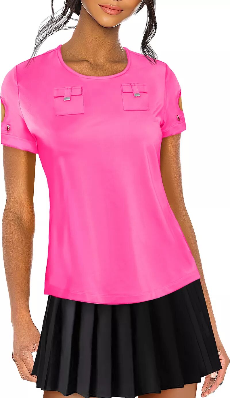 Женская футболка-поло для гольфа Jamie Sadock с короткими рукавами и карманами