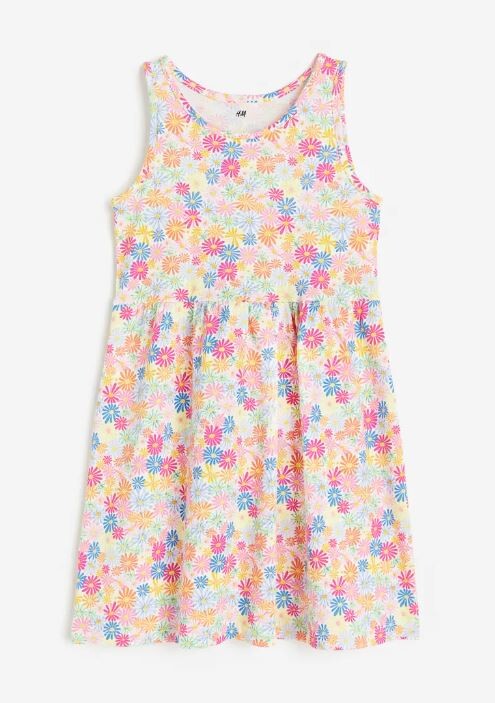 

Платье с принтом цветы хлопок H&M Flowers With Print Cotton, мультиколор