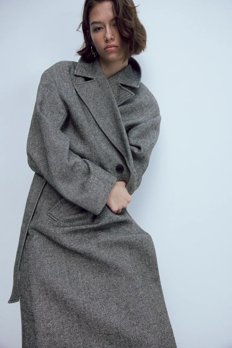 

Двубортное пальто H&M, серый