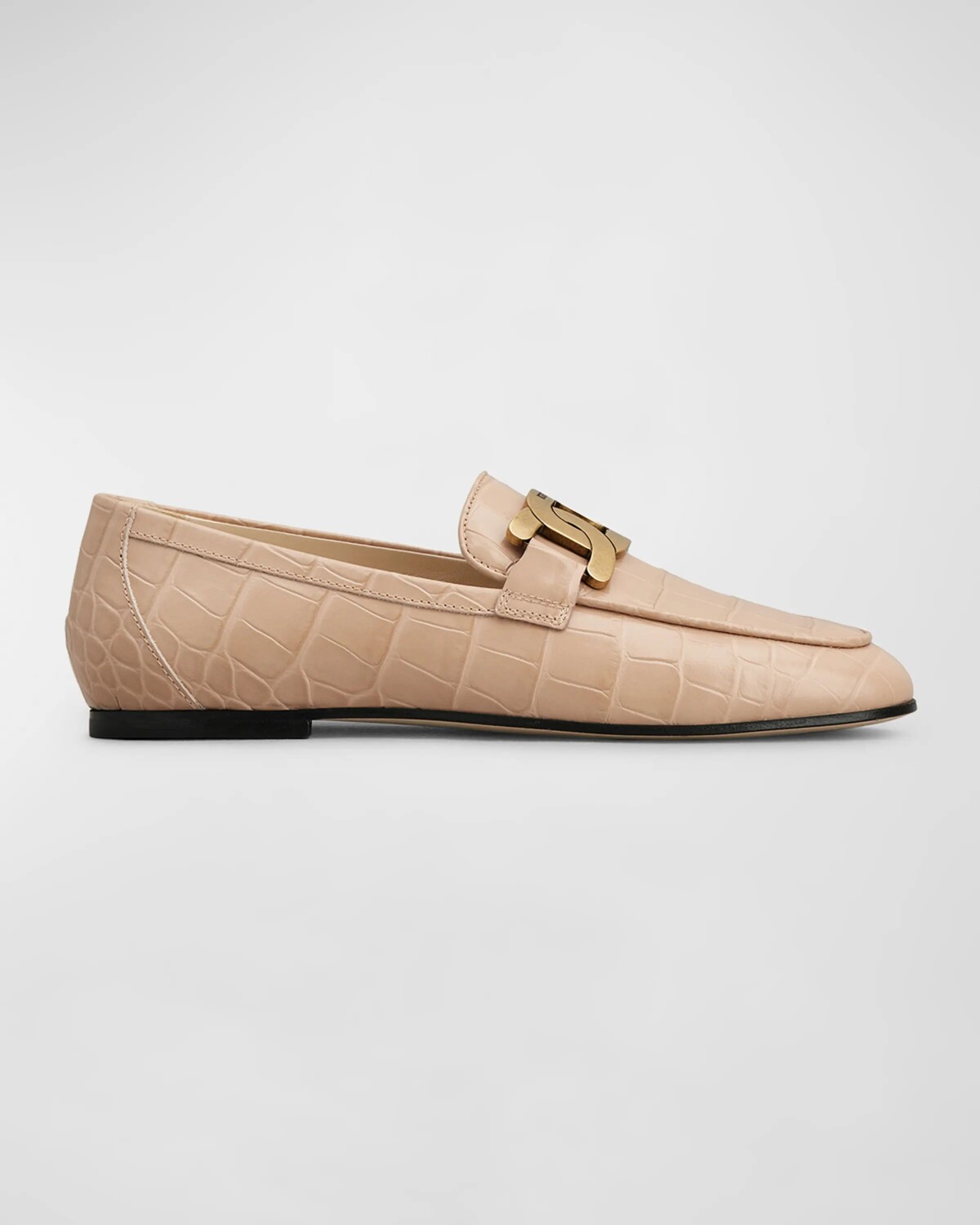 

Лоферы без шнуровки с цепочкой из крокодиловой кожи Tod's, цвет Beige Rosato