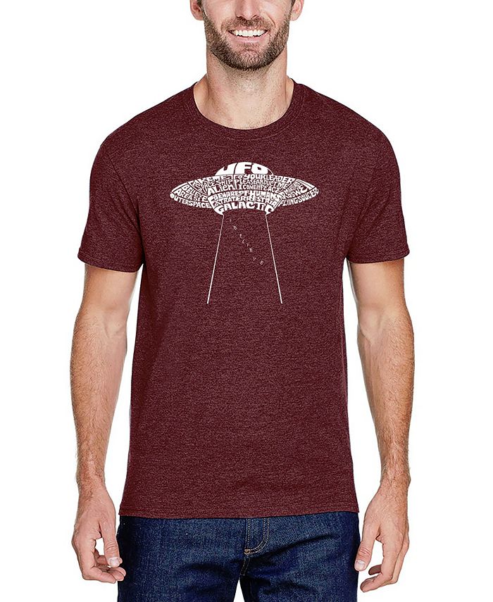 Мужская футболка премиум-класса Word Art Flying Saucer UFO LA Pop Art, красный фото